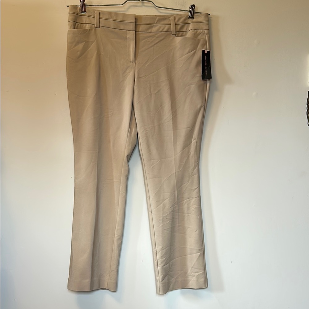 7th Avenue design studio beige straight leg dress pants front close size 16P